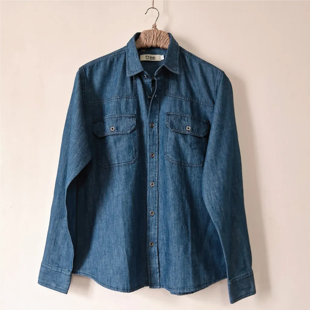 Sky-Blue Traditional Texture Denim Adventure Shirt