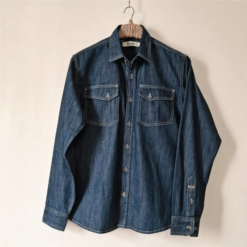 Midnight Blue Organic Texture Denim Adventure Shirt