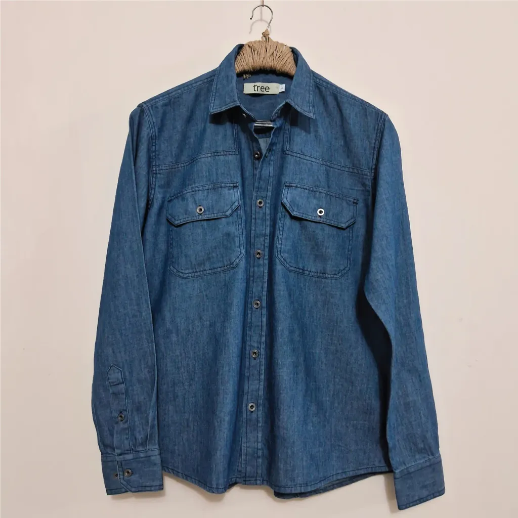 Sky-Blue Traditional Texture Denim Adventure Shirt