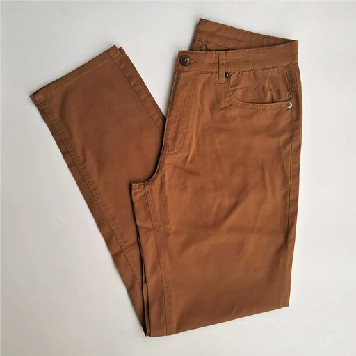 Caramel Brown Straight Fit Twill Pants