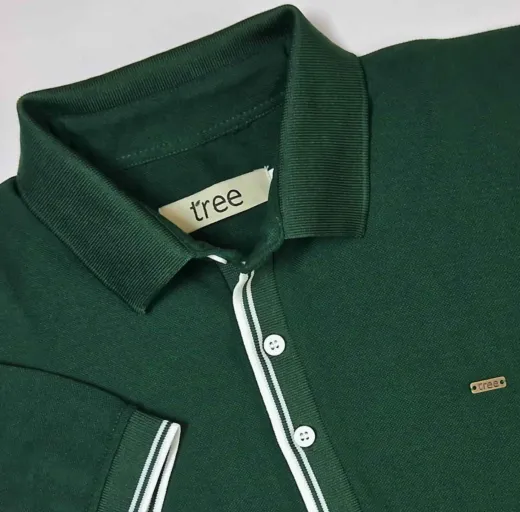 Forest Green Short Sleeve Rib-Placket Polo Shirt