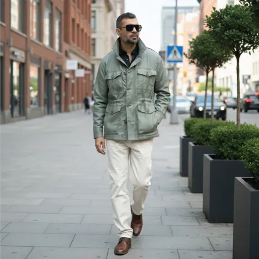 Fresh Olive Premium Linen Field Jacket