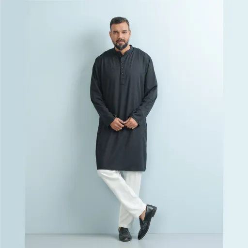 Jet Black Premium Bamboo Cotton Panjabi