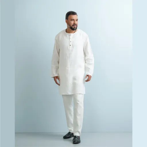 Pure White Premium Linen Panjabi