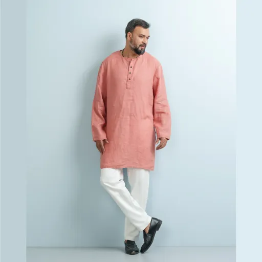 Georgia Peach Premium Linen Panjabi