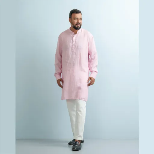 Pastel Pink Premium Linen Panjabi