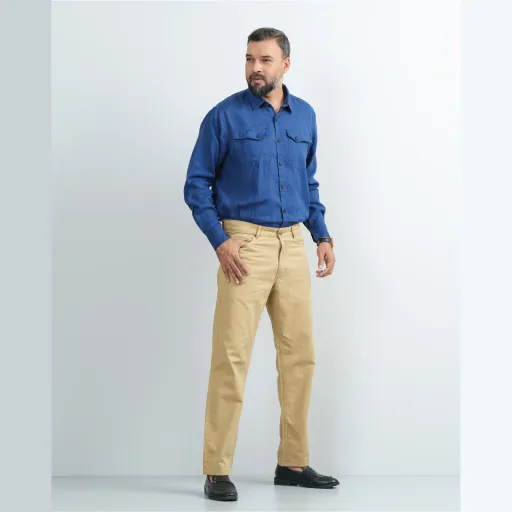 Khaki Non-Stretch Cotton Twill Jeans