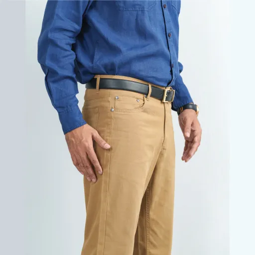 Camel Non-Stretch Cotton Twill Jeans