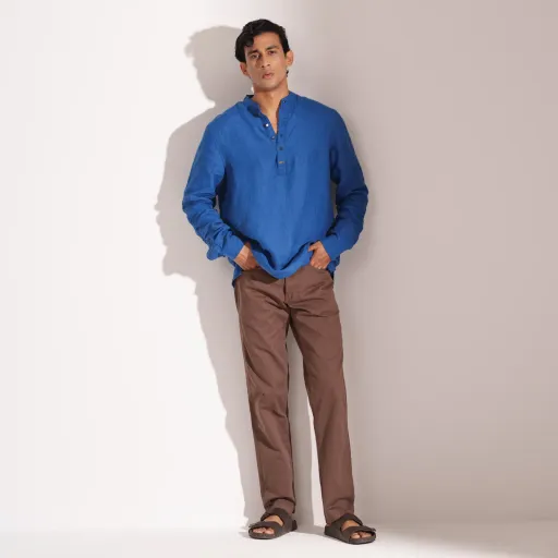 Brown Non-Stretch Cotton Twill Jeans