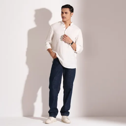 Indigo Blue Straight Fit Cotton Denim Jeans - 14 oz