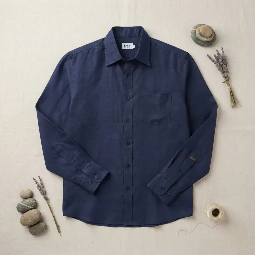 Navy Blue Premium Linen Long Sleeve Alpha Shirt