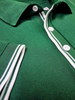 Forest Green Short Sleeve Rib-Placket Polo Shirt