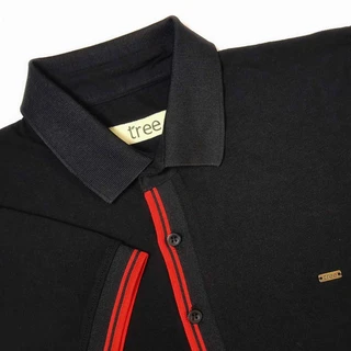 Black Short Sleeve Rib-Placket Polo Shirt