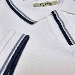 Serene White Short Sleeve Open Rib-placket Polo Shirt