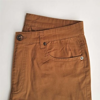 Caramel Brown Straight Fit Twill Pants