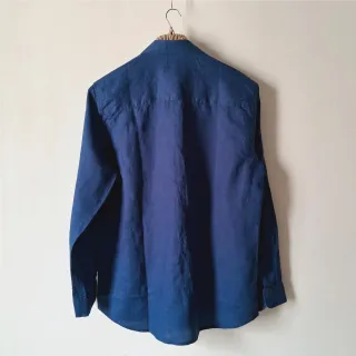 Navy Blue Premium Linen Long Sleeve Alpha Shirt