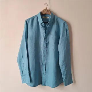 Coral Blue Premium Linen Long Sleeve Alpha Shirt