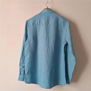 Coral Blue Premium Linen Long Sleeve Alpha Shirt