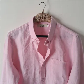 Pastel Pink Premium Linen Long Sleeve Alpha Shirt