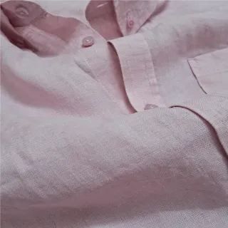 Pastel Pink Premium Linen Long Sleeve Alpha Shirt