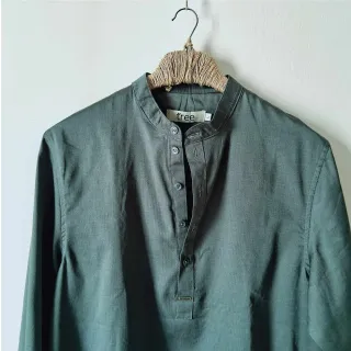 Olive Gray Premium Cotton Henley Shirt