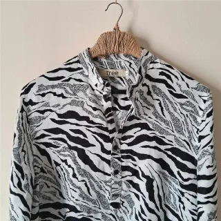 Bengal Tiger Print Premium Linen Henley Shirt