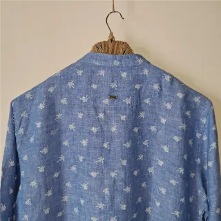Sky Blue Print Premium Linen Panjabi