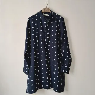 Midnight Blue Polka Dot Premium Linen Panjabi