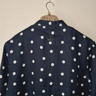 Midnight Blue Polka Dot Premium Linen Panjabi