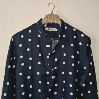 Midnight Blue Polka Dot Premium Linen Panjabi