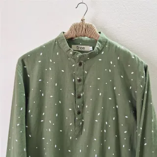 Olive Green Linen Blend Kabli Panjabi