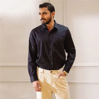 Black Shantoon Cotton Long Sleeve Shirt