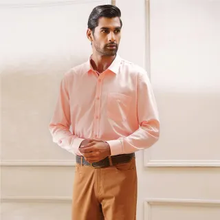 Peach Fuzz Dobby Cotton Long Sleeve Shirt