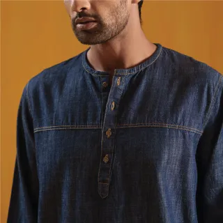 Midnight Blue Cotton Denim Panjabi