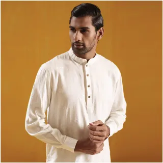 Milky White Premium Linen Kabli Panjabi