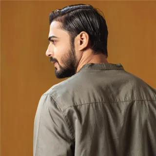 Olive Gray Premium Cotton Henley Shirt