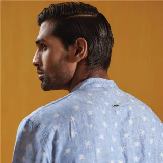 Sky Blue Print Premium Linen Panjabi