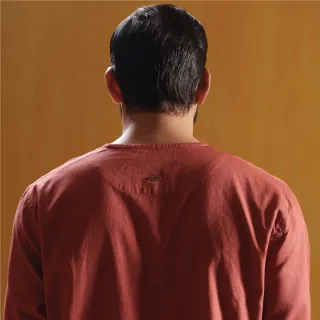Terracotta Red Dobby Cotton Panjabi