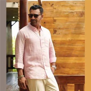 Pastel Pink Premium Linen Long Sleeve Alpha Shirt