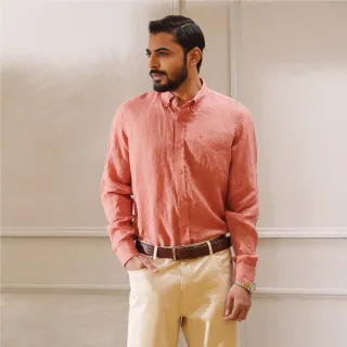 Georgia Peach Premium Linen Long Sleeve Alpha Shirt