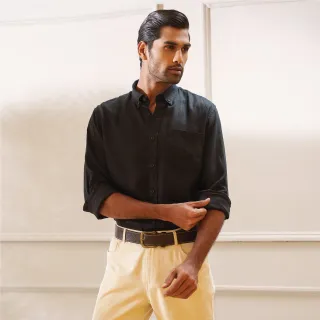Whole Black Premium Linen Long Sleeve Alpha Shirt