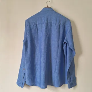 Marine Blue Premium Linen Long Sleeve Alpha Shirt