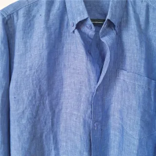 Marine Blue Premium Linen Long Sleeve Alpha Shirt