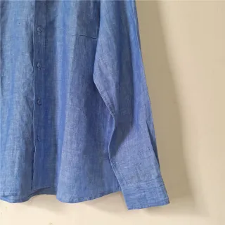 Marine Blue Premium Linen Long Sleeve Alpha Shirt