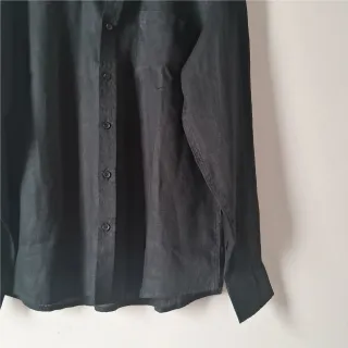 Whole Black Premium Linen Long Sleeve Alpha Shirt