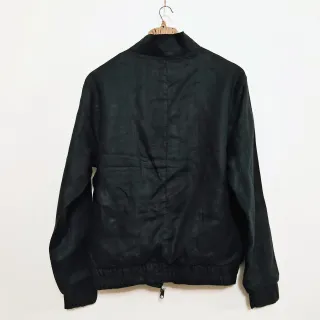 Jade Black Premium Linen Harrington Jacket