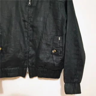 Jade Black Premium Linen Harrington Jacket