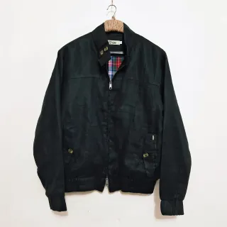 Jade Black Premium Linen Harrington Jacket
