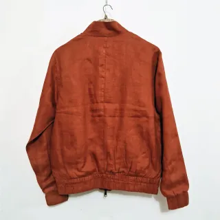 Burnt Orange Premium Linen Harrington Jacket