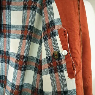 Burnt Orange Premium Linen Harrington Jacket